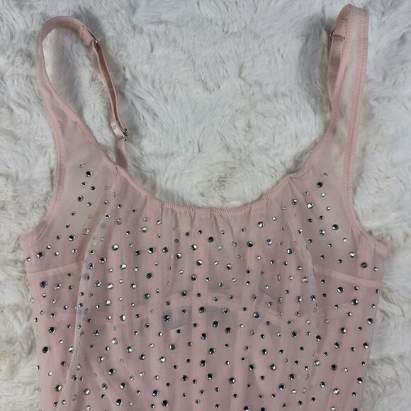 Victoria's Secret Sugar Coated Crystal Corset Teddy Bodysuit Pink XS Defect - Picture 4 of 10